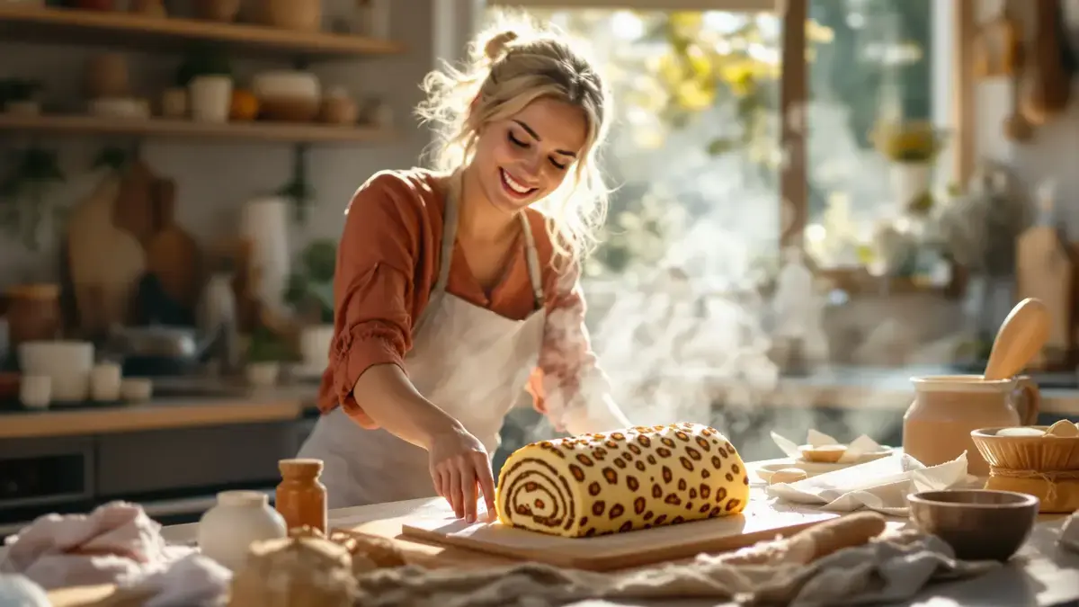 Rolcake met luipaardmotief: een eenvoudige techniek om een indrukwekkend tussendoortje te maken